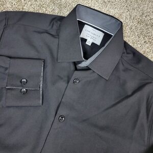 Construct 4 Way Stretch Mens Medium Solid Black Performance Button Up LS